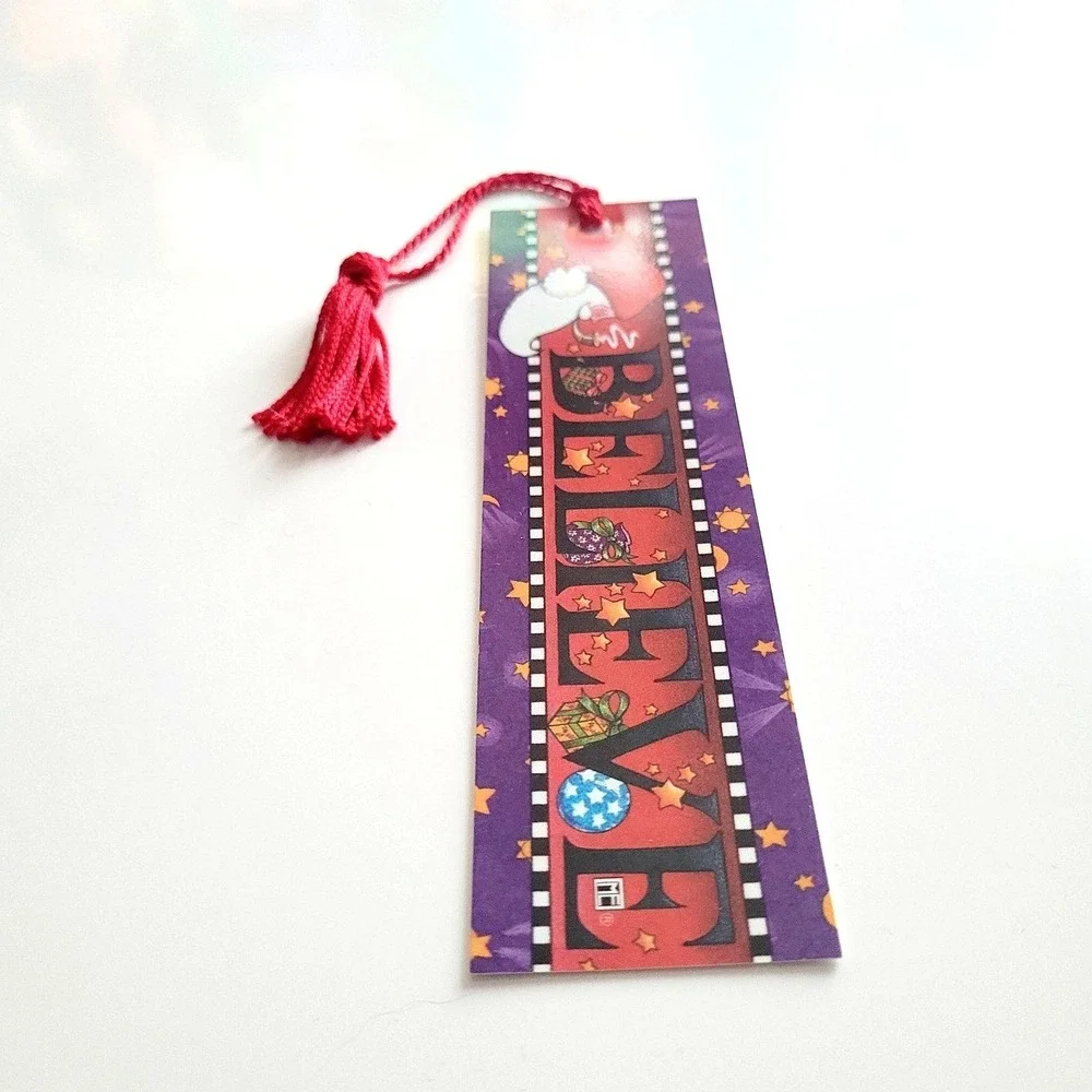 Vintage 90s Christmas Bookmark Mary Engelbreit whimsy folk Andrews McMeel K00023